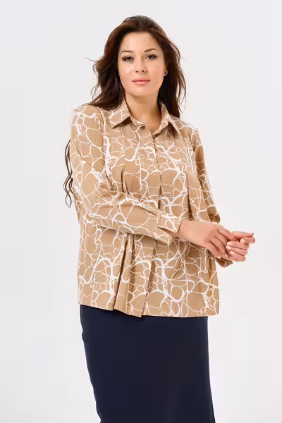 Блузка прямого силуэта с геометрическим принтом Москва