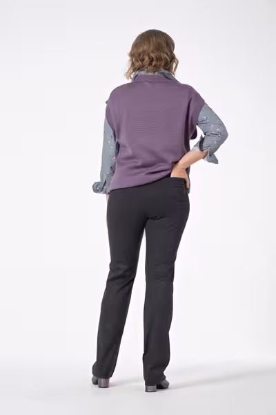 Прямые брюки из трикотажа с высокой посадкой для офиса