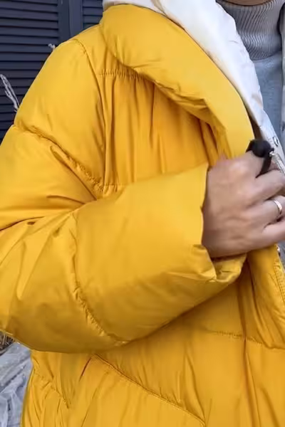 Длинный пуховик женский с капюшоном зимний теплый био-пух